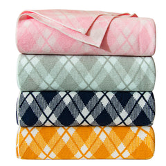 Cotton Cable Knit Grid Toddler Blanket – Soft & Warm