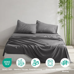 3/4-Pieces Bamboo Bed Sheets Set, Ultra Breathable & Cooling Bedding Set