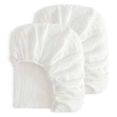 2 Pack Muslin Cotton Crib Sheets, Soft and Breathable Double Layer Baby Crib Sheets