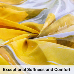 3 Pieces Sunflowers Pattern Microfiber Duvet Cover Set size and color view by Fasiano