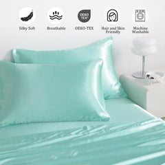3/4 Pieces Silky Satin Twin Cooling Soft Bed Sheet Set