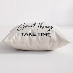 Linen Throw Pillow Cover – Never Give Up Quote, 18x18