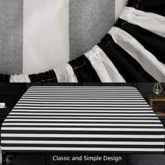 Twin Fitted Sheet - Soft, Striped, Deep Pocket, Black & White