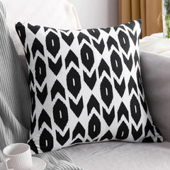 Microfiber Geometric Throw Pillow Cover – Black & White (18"x18")