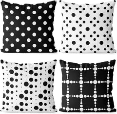 Bedsum Set of 4 Black & White Geometric Throw Pillow Covers