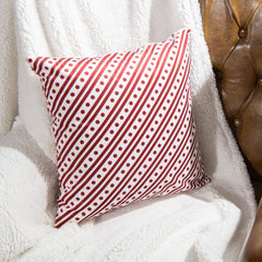 Velvet Throw Pillow Cover – Red & White Dotted Design (18"x18")