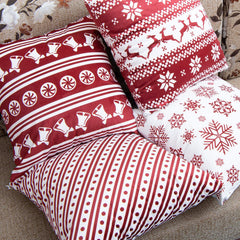 Velvet Throw Pillow Cover – Red & White Dotted Design (18"x18")