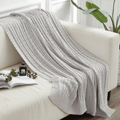 NTBAY 51 x 67 inches 100% Cotton Cable Knit Throw Blanket - NTBAY