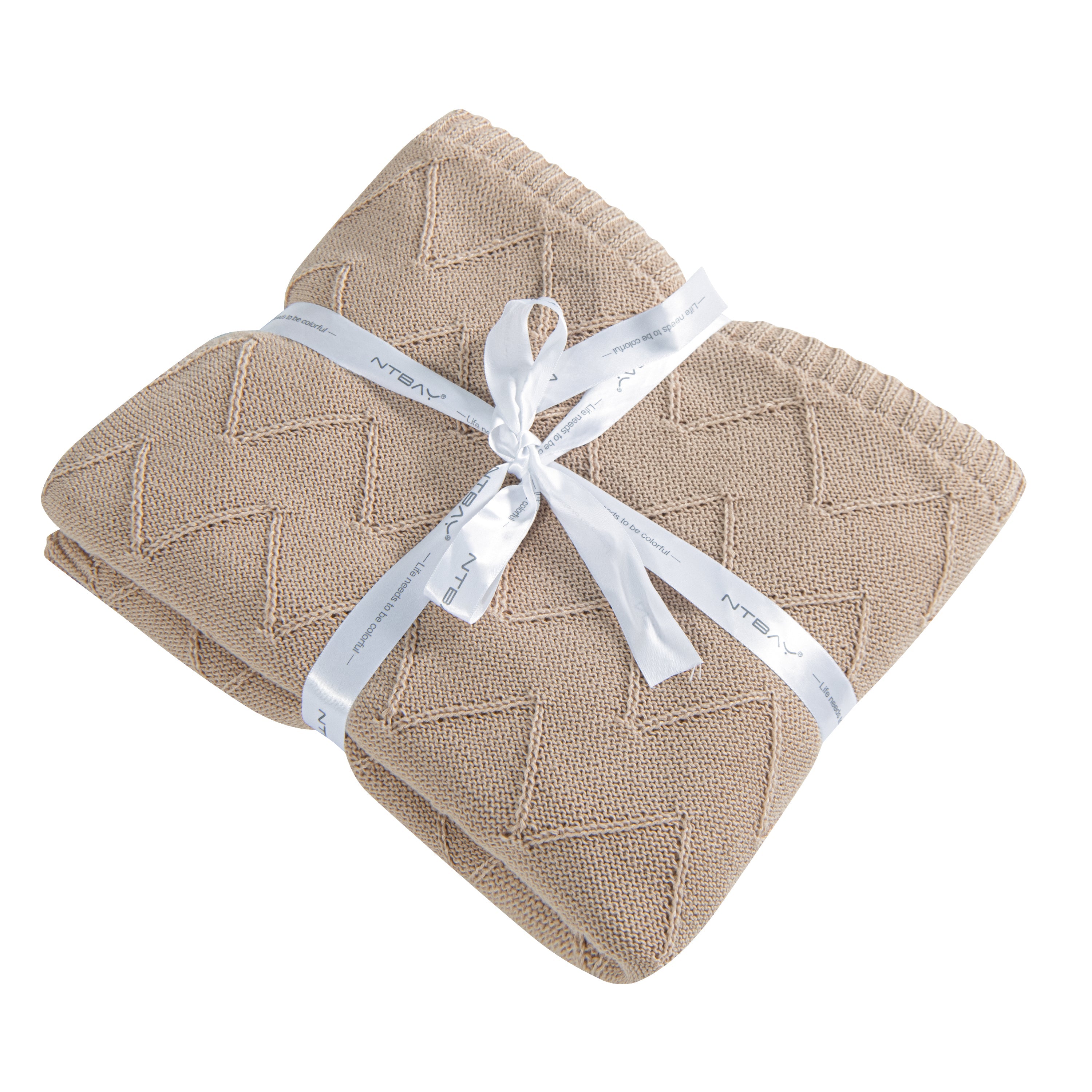 NTBAY Eco-friendly Materials Cotton Alternative 51 x 67 Inches Cable Knitted Throw Blanket Khaki / Throw (51 x 67 inches) - NTBAY