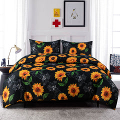 Queen Duvet Cover Set – 3 Pieces, Sunflower Print