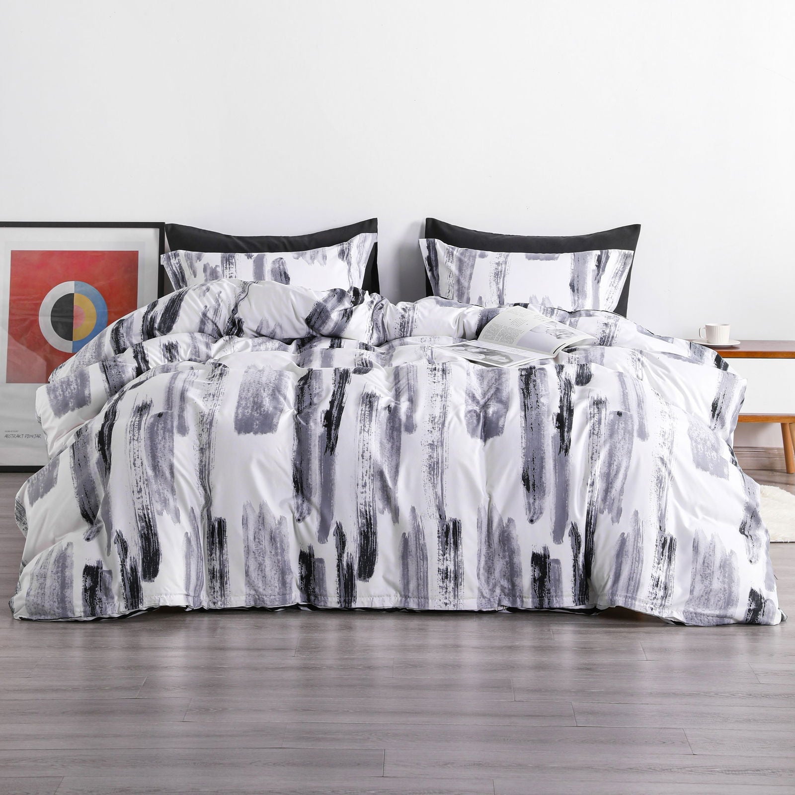 NTBAY 3 Pieces ink Pattern Microfiber Duvet Cover Set - NTBAY