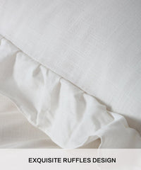 NTBAY Linen 3 Pieces Duvet Cover Set Solid Color with Exquisite Ruffles Design - NTBAY