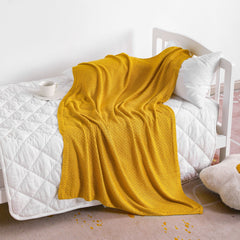 Bamboo Cable Knitted Toddler Blanket detail view by Fasiano