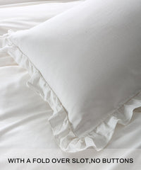 Linen Duvet Cover Set – 3 Pieces, Solid with Ruffles detail view by Fasiano