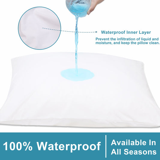 4 Pack Microfiber Waterproof Pillow Protectors with Hidden Zipper detail view by Fasiano