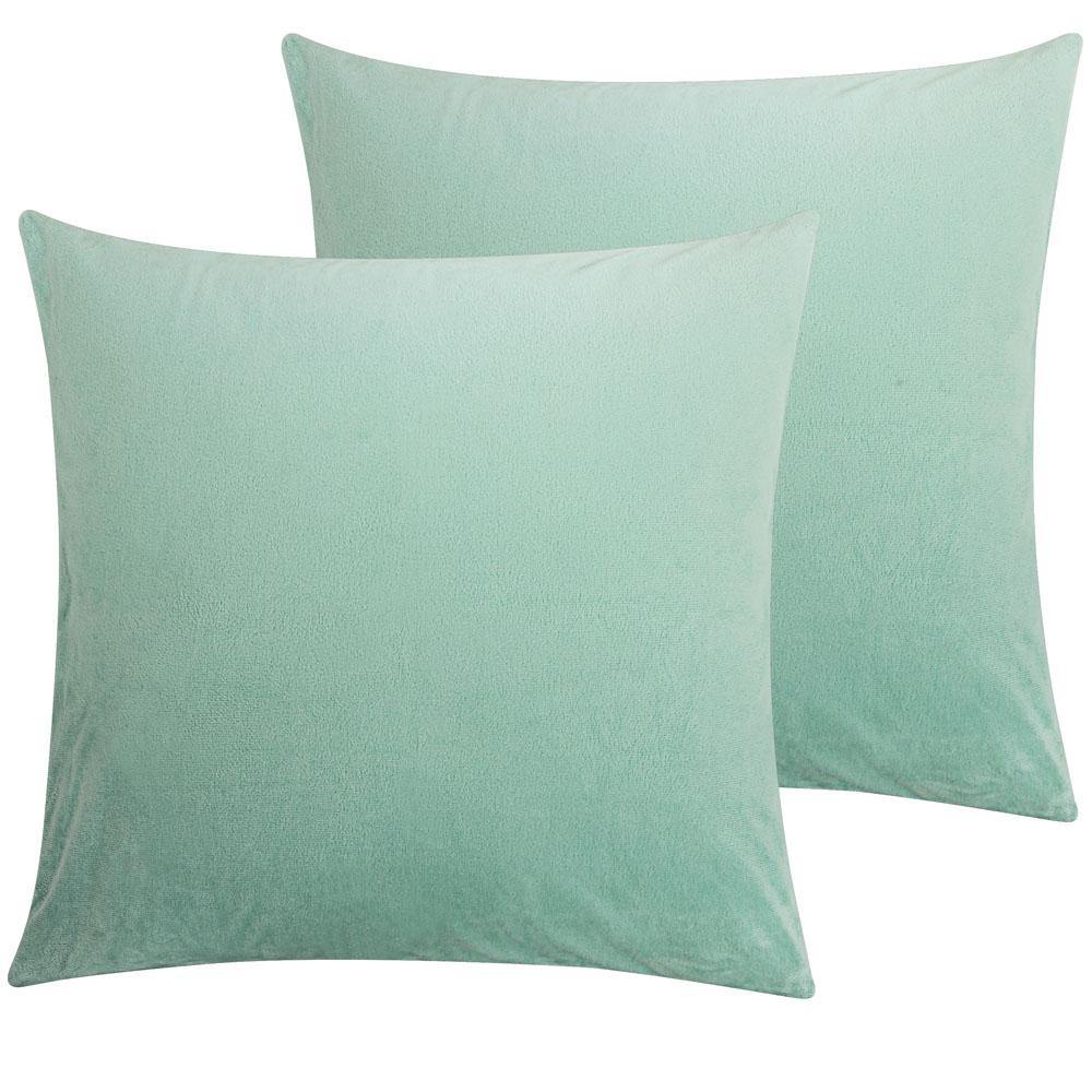 NTBAY 2 Pack Cozy Velvet Throw Pillow Cover 16 x 16 inches / Cyan - NTBAY