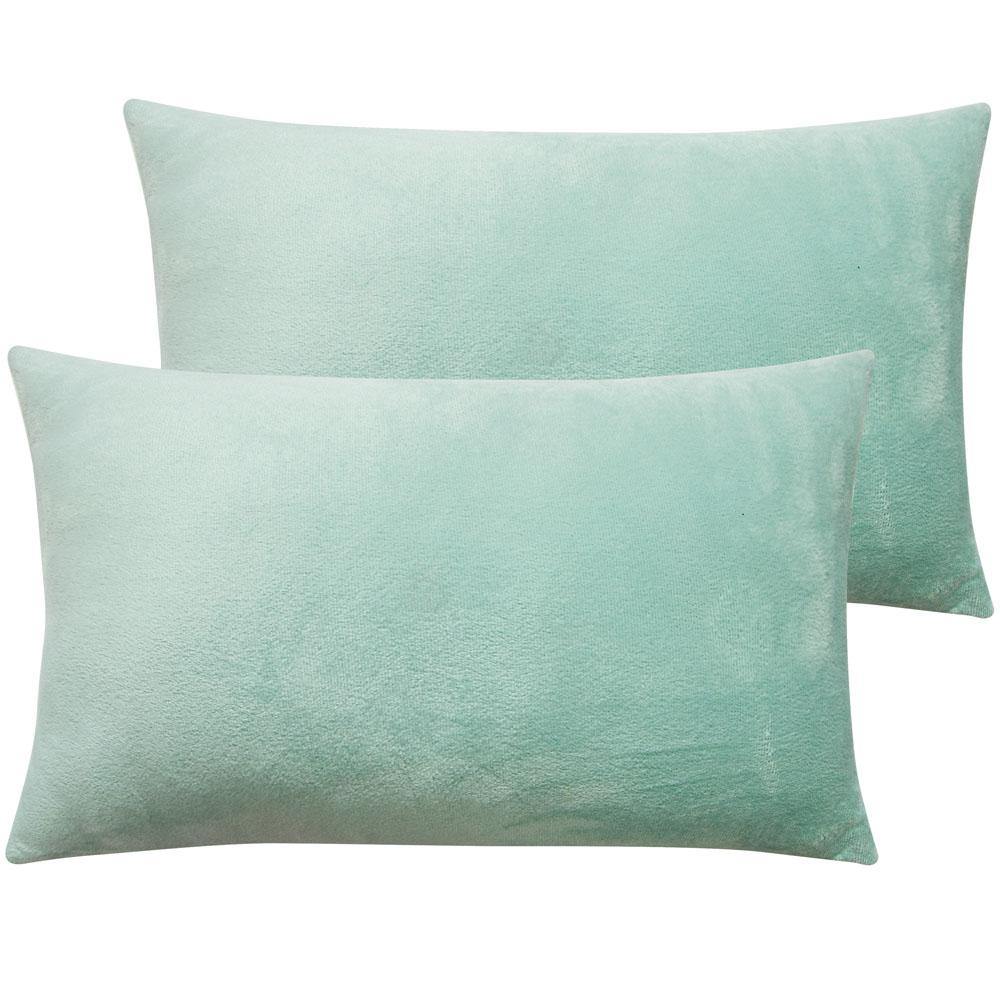 NTBAY 2 Pack Cozy Velvet Throw Pillow Cover 12 x 20 inches / Cyan - NTBAY