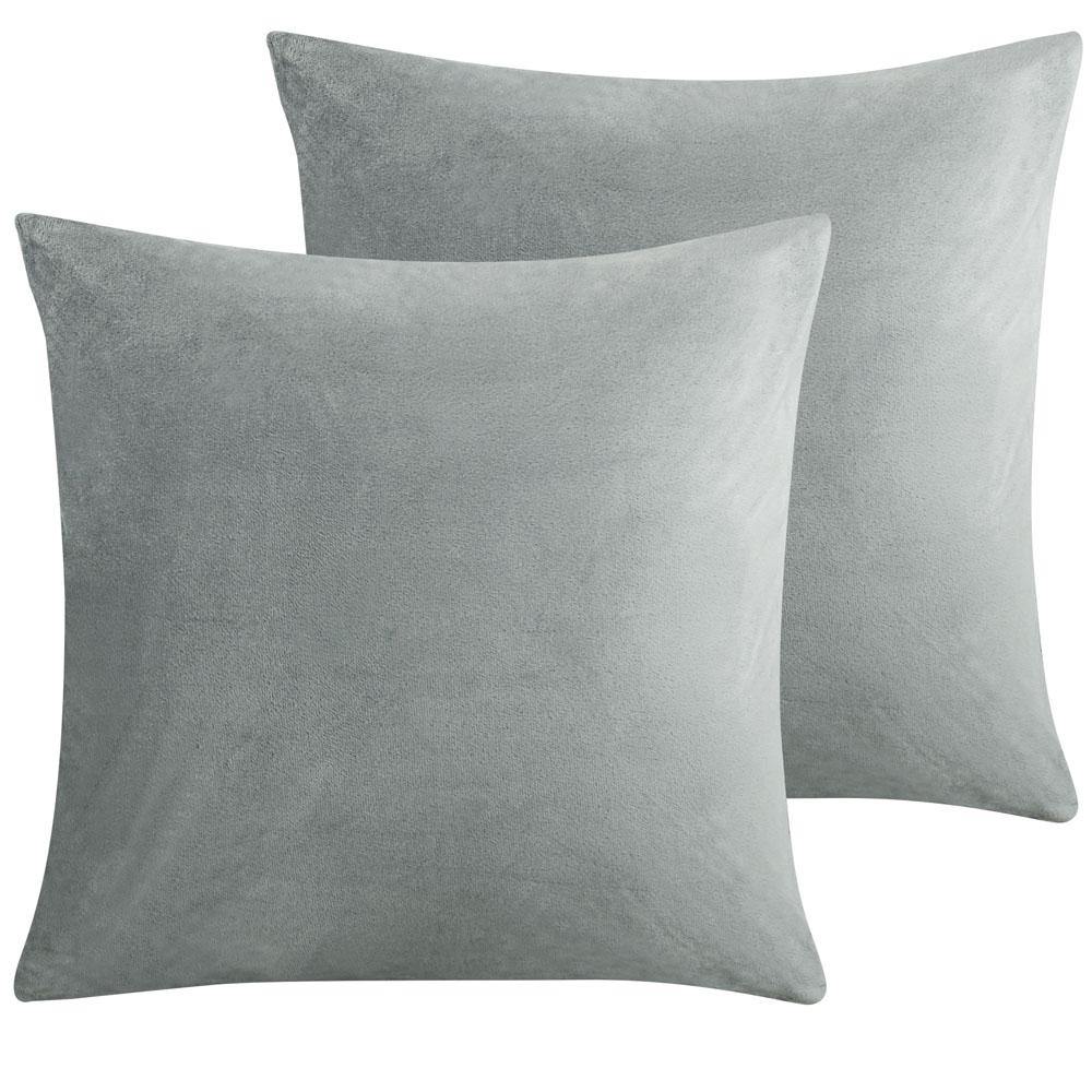 NTBAY 2 Pack Cozy Velvet Throw Pillow Cover 16 x 16 inches / Light Grey - NTBAY