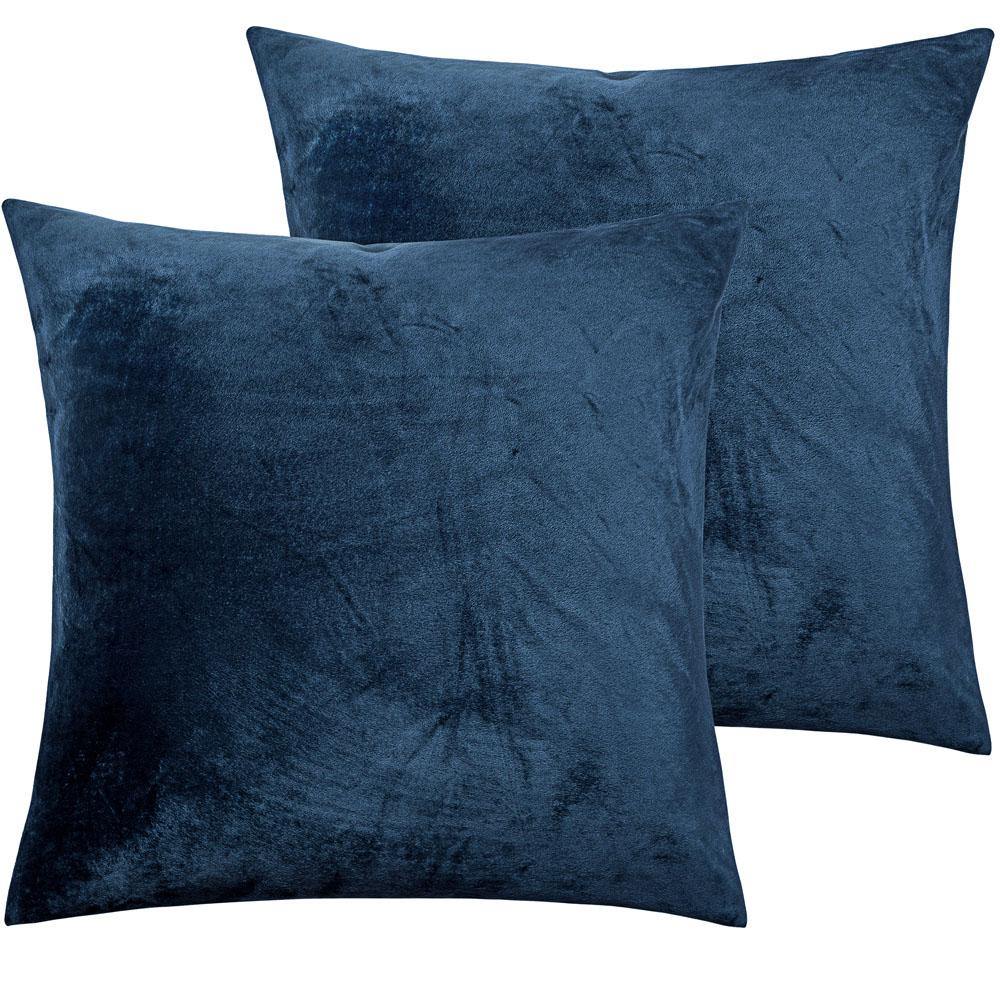 NTBAY 2 Pack Cozy Velvet Throw Pillow Cover 16 x 16 inches / Navy Blue - NTBAY