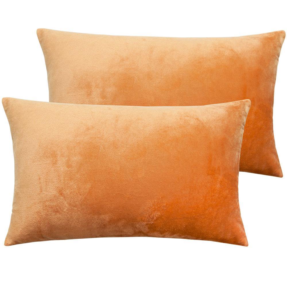 NTBAY 2 Pack Cozy Velvet Throw Pillow Cover 12 x 20 inches / Ginger Yellow - NTBAY