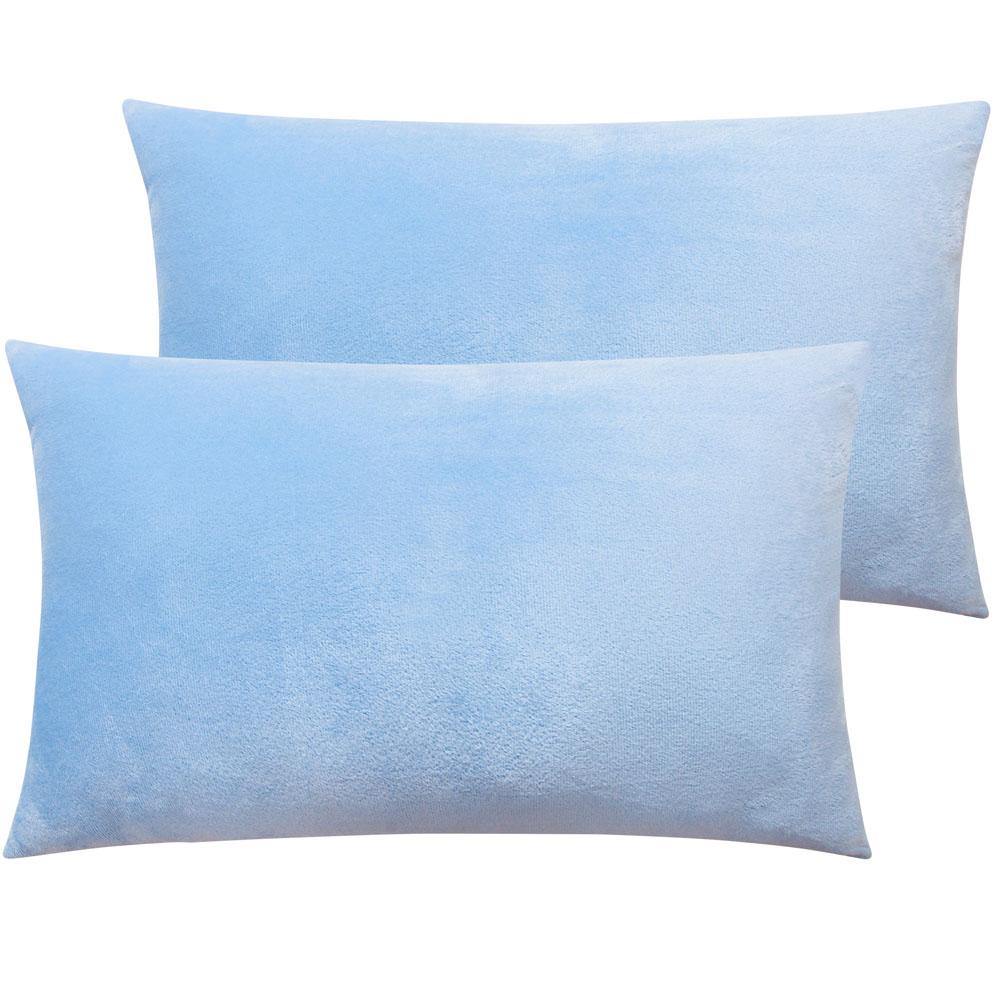 NTBAY 2 Pack Cozy Velvet Throw Pillow Cover 12 x 20 inches / Sky Blue - NTBAY