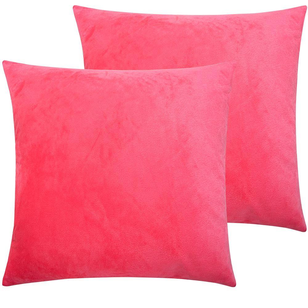 NTBAY 2 Pack Cozy Velvet Throw Pillow Cover 16 x 16 inches / Hot Pink - NTBAY