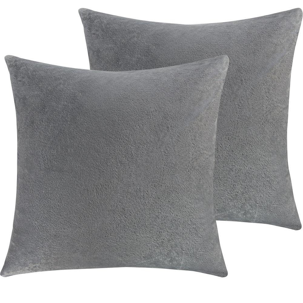 NTBAY 2 Pack Cozy Velvet Throw Pillow Cover 16 x 16 inches / Smoky Grey - NTBAY