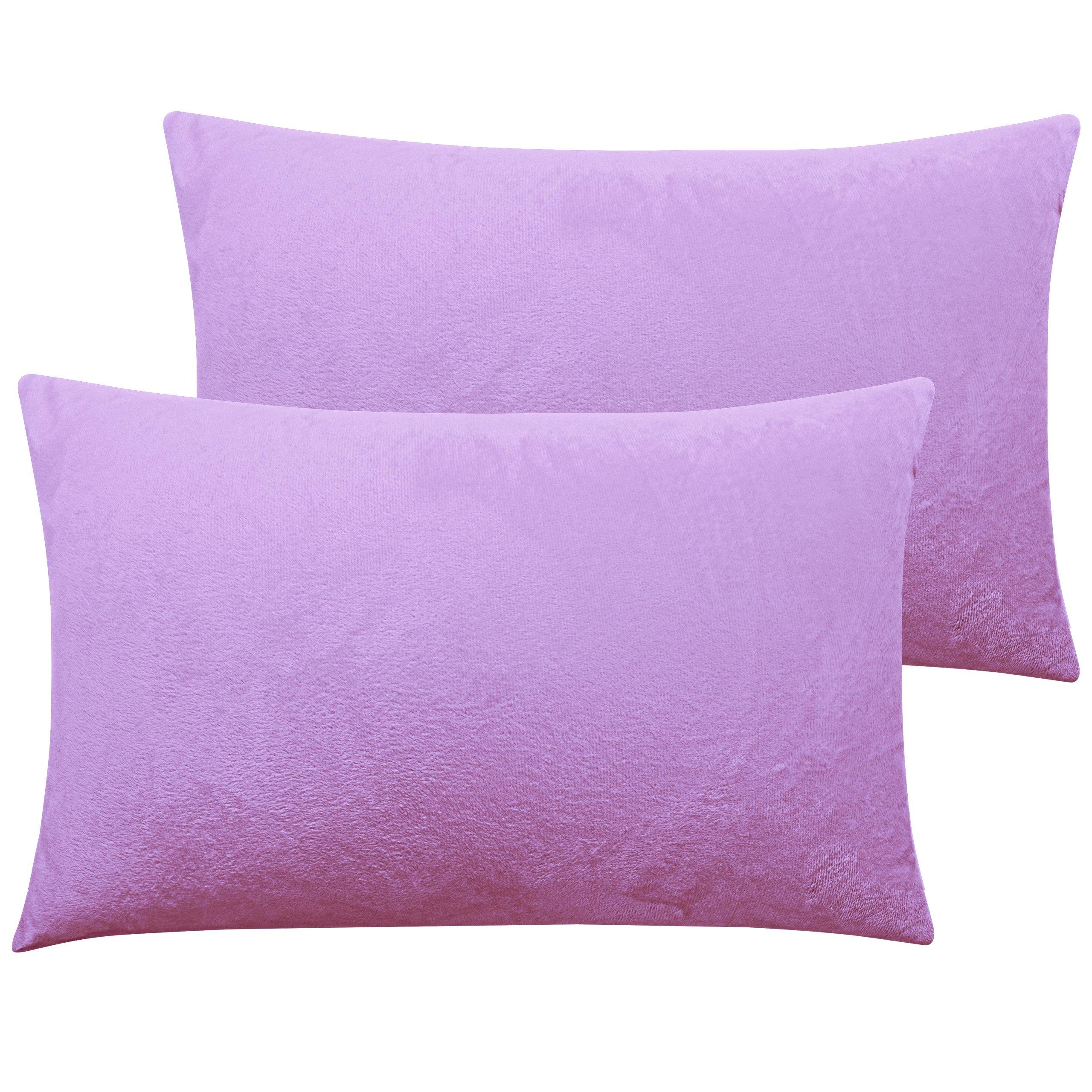 NTBAY 2 Pack Cozy Velvet Throw Pillow Cover 12 x 20 inches / Pink Purple - NTBAY