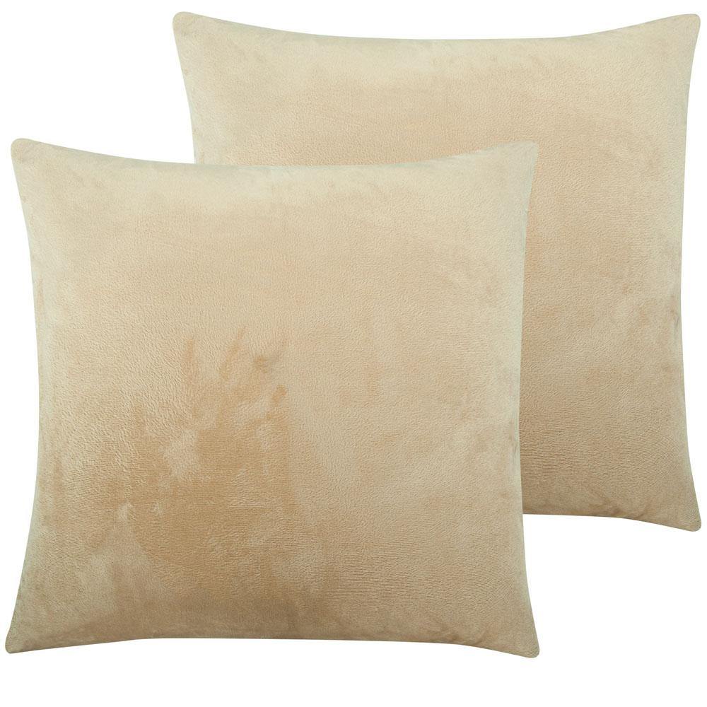 NTBAY 2 Pack Cozy Velvet Throw Pillow Cover 16 x 16 inches / Khaki - NTBAY
