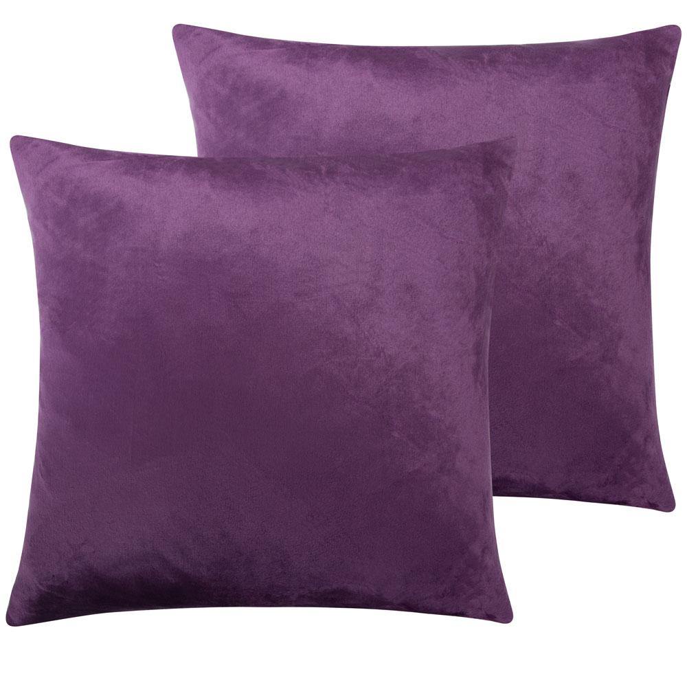 NTBAY 2 Pack Cozy Velvet Throw Pillow Cover 16 x 16 inches / Purple - NTBAY