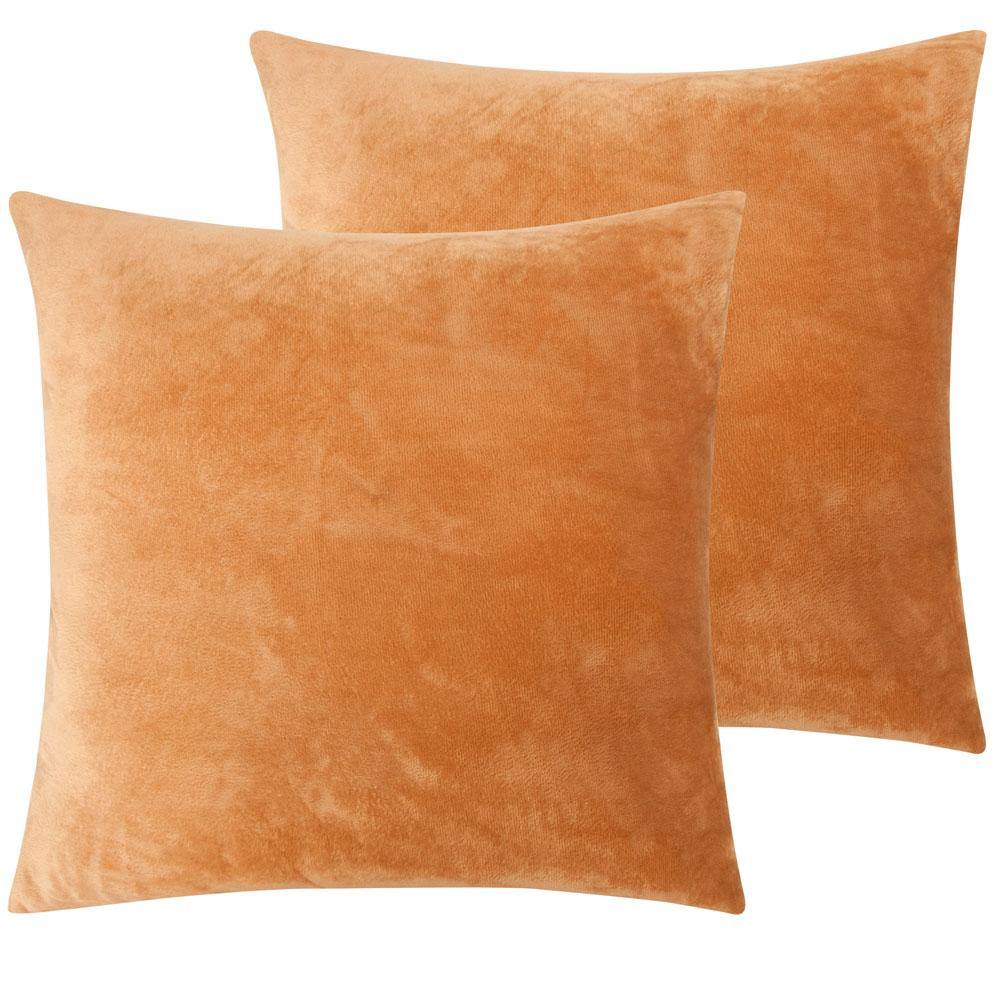 NTBAY 2 Pack Cozy Velvet Throw Pillow Cover 16 x 16 inches / Ginger Yellow - NTBAY