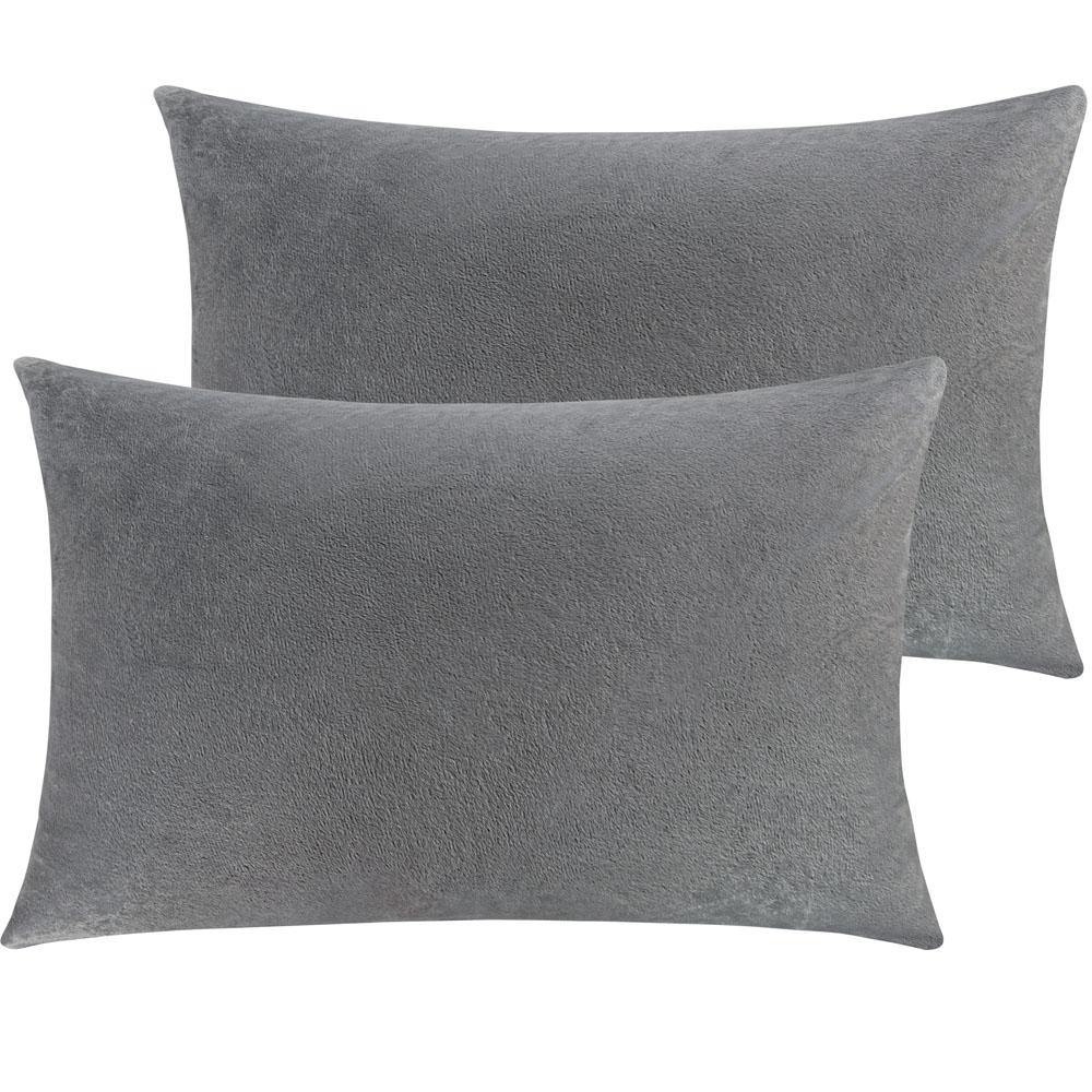 NTBAY 2 Pack Cozy Velvet Throw Pillow Cover 12 x 20 inches / Smoky Grey - NTBAY