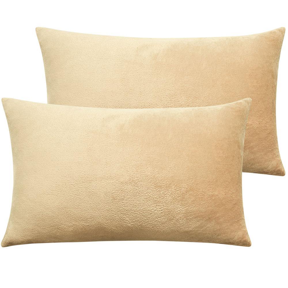 NTBAY 2 Pack Cozy Velvet Throw Pillow Cover 12 x 20 inches / Khaki - NTBAY