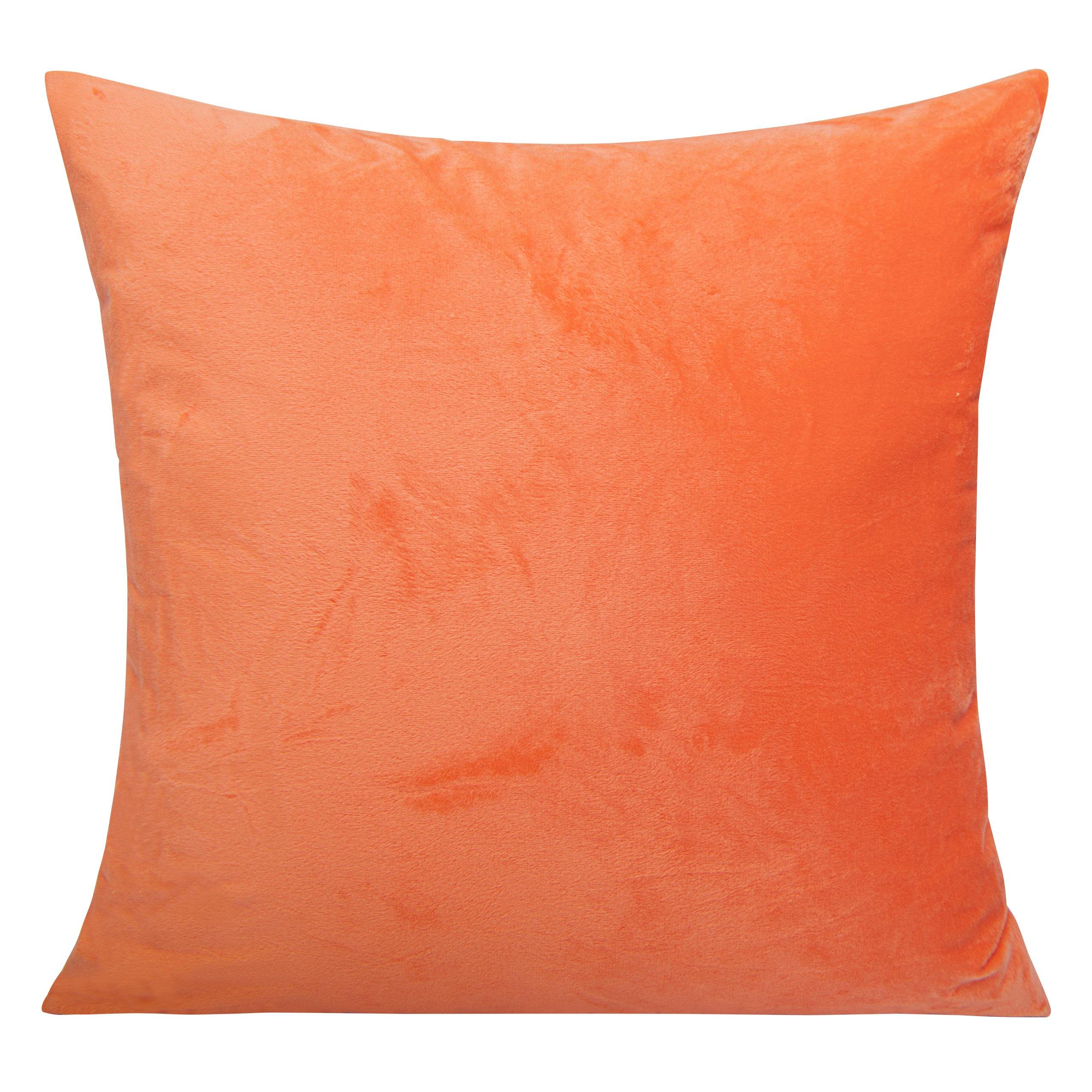 NTBAY Cozy Velvet Throw Pillow Cover,Euro Square Pillowcase Euro (24 x 24 inches) / Orange - NTBAY