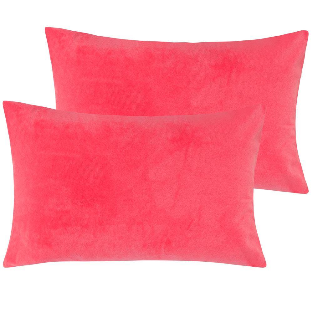 NTBAY 2 Pack Cozy Velvet Throw Pillow Cover 12 x 20 inches / Hot Pink - NTBAY