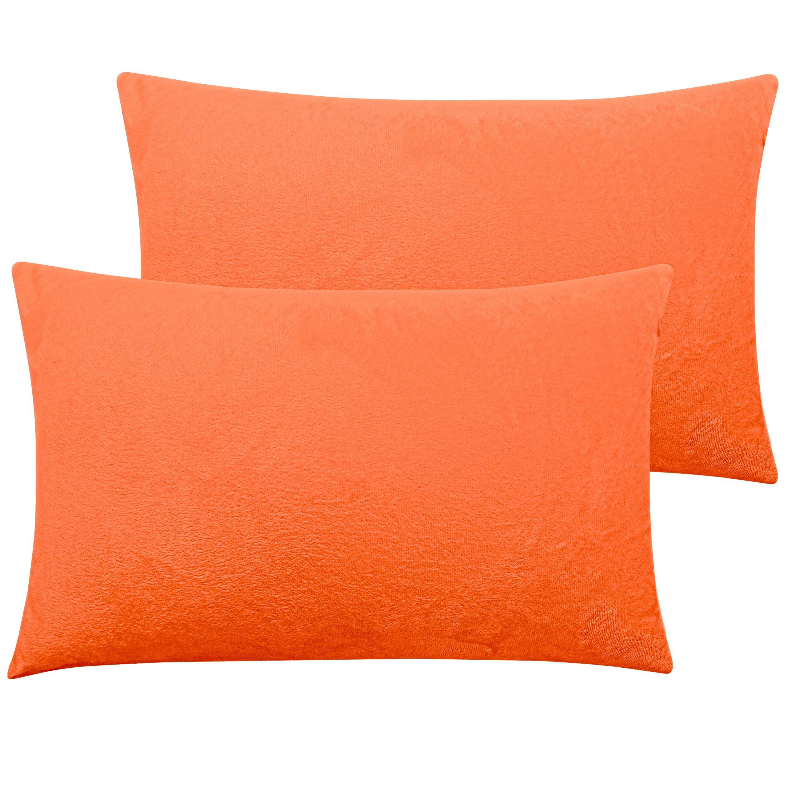 NTBAY 2 Pack Cozy Velvet Throw Pillow Cover 12 x 20 inches / Orange - NTBAY