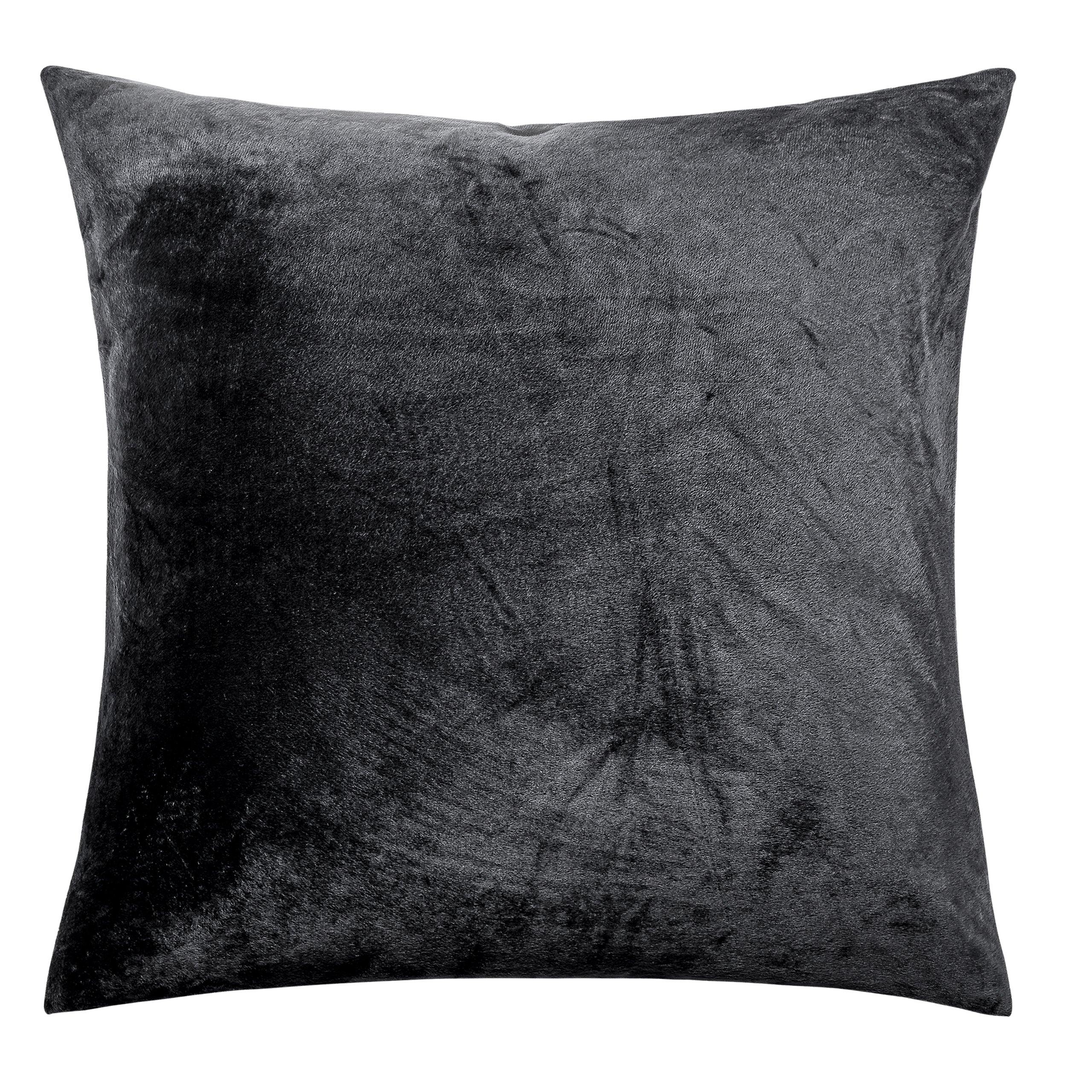 NTBAY Cozy Velvet Throw Pillow Cover,Euro Square Pillowcase Euro (24 x 24 inches) / Black - NTBAY