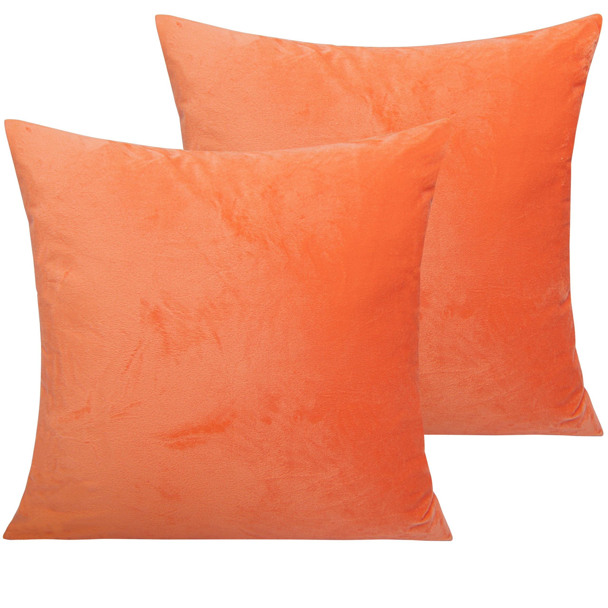NTBAY 2 Pack Cozy Velvet Throw Pillow Cover 16 x 16 inches / Orange - NTBAY