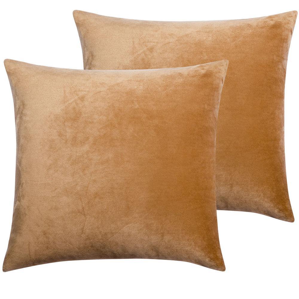 NTBAY 2 Pack Cozy Velvet Throw Pillow Cover 16 x 16 inches / Camel - NTBAY