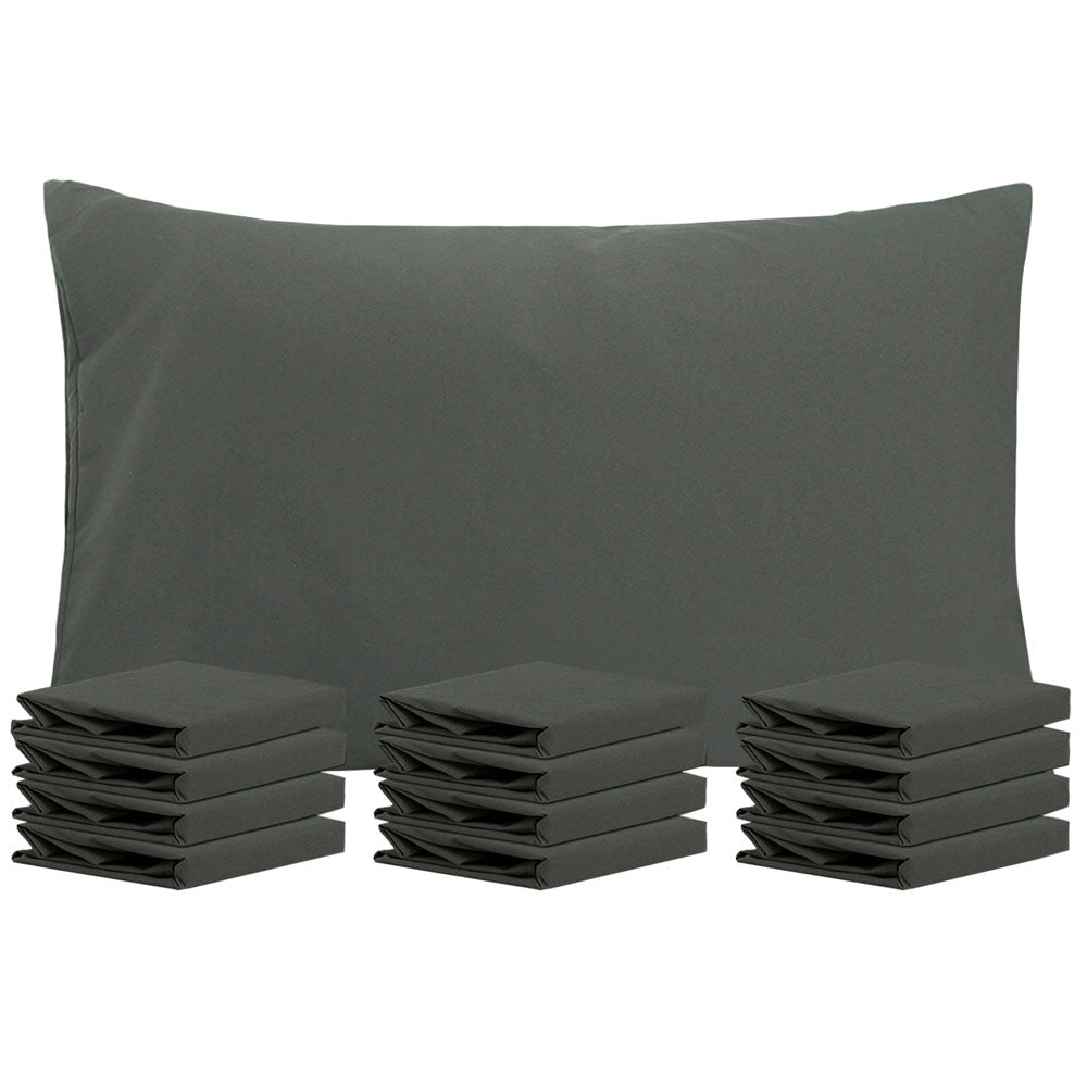 NTBAY 12 Pack Microfiber Pillowcases with Envelope Closure Dark Grey / King (20 x 36 inches) - NTBAY