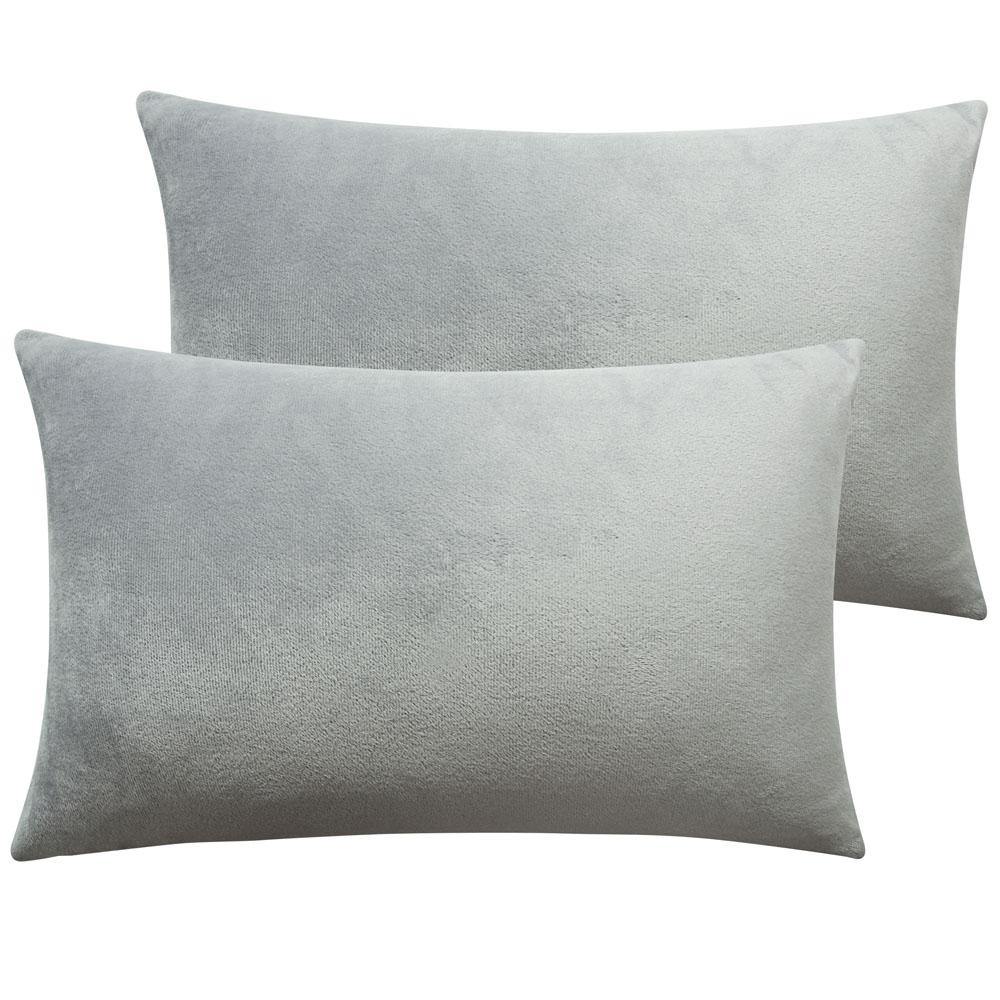 NTBAY 2 Pack Cozy Velvet Throw Pillow Cover 12 x 20 inches / Light Grey - NTBAY