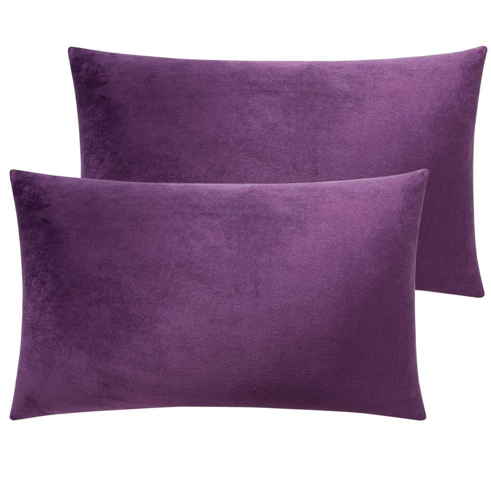 NTBAY 2 Pack Cozy Velvet Throw Pillow Cover 12 x 20 inches / Purple - NTBAY