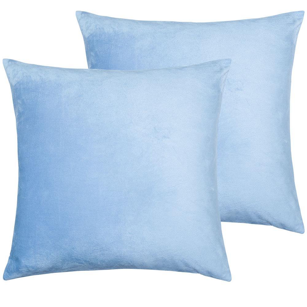 NTBAY 2 Pack Cozy Velvet Throw Pillow Cover 16 x 16 inches / Sky Blue - NTBAY