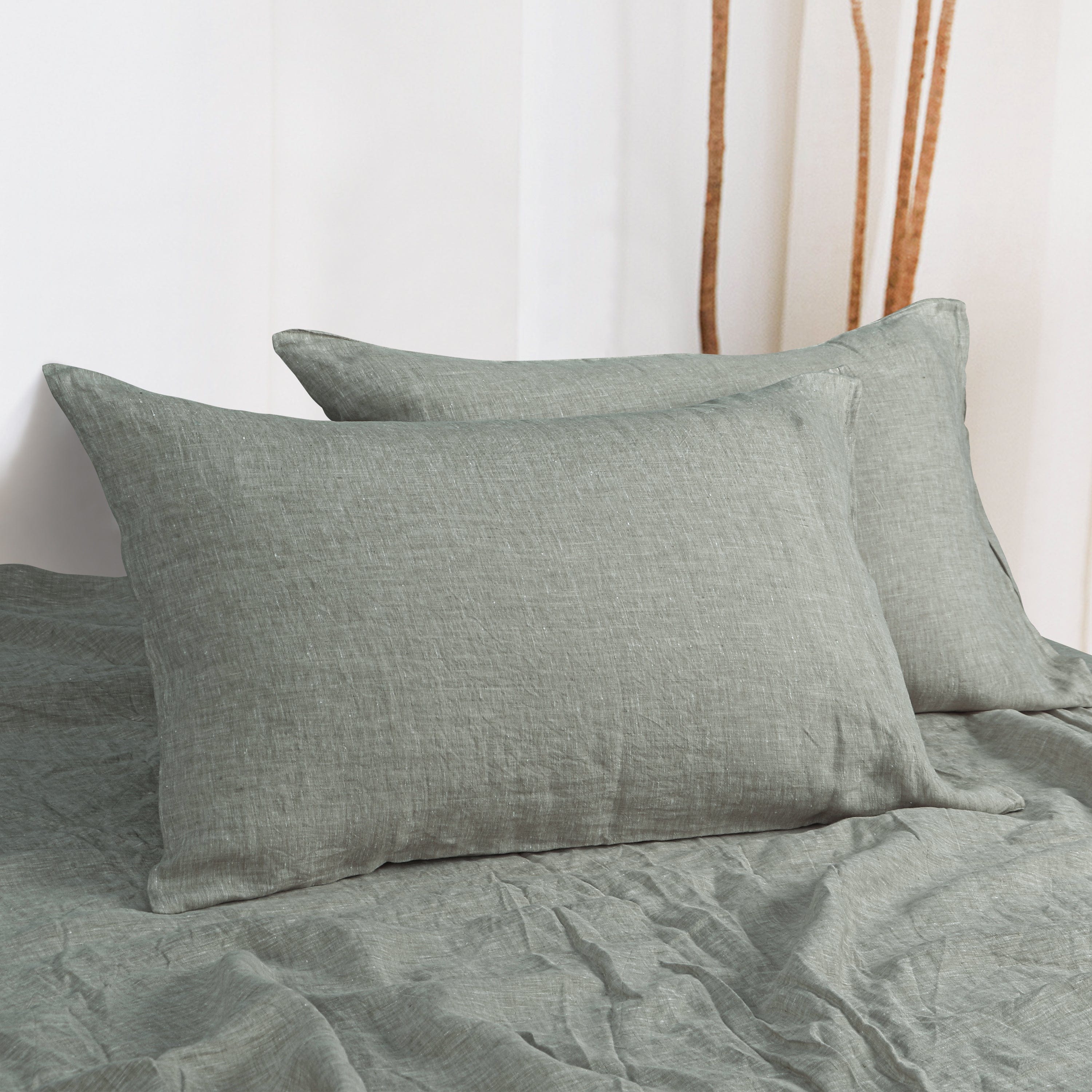 French Linen Pillowcases - 2 Pack, Breathable & Cooling, Envelope Closure