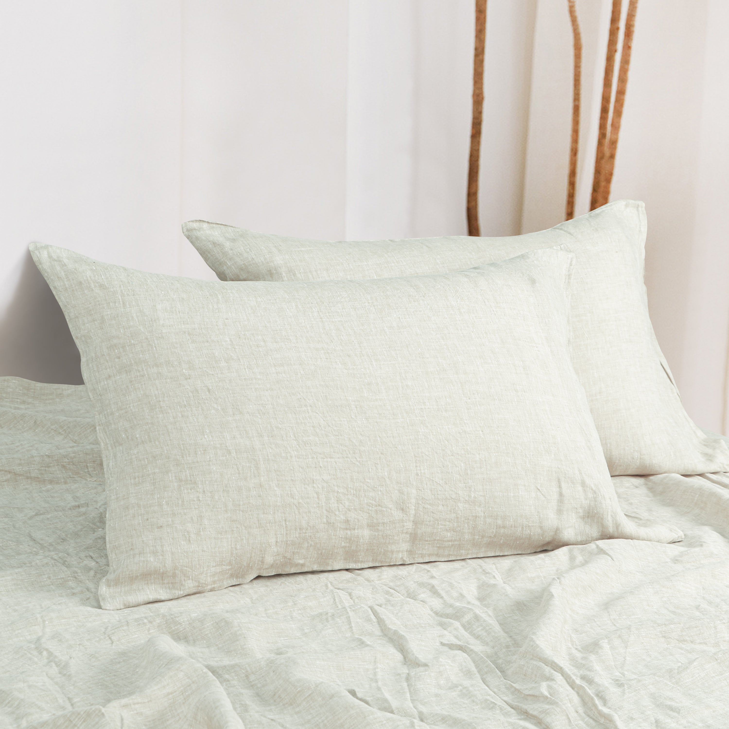 French Linen Pillowcases - 2 Pack, Breathable & Cooling, Envelope Closure