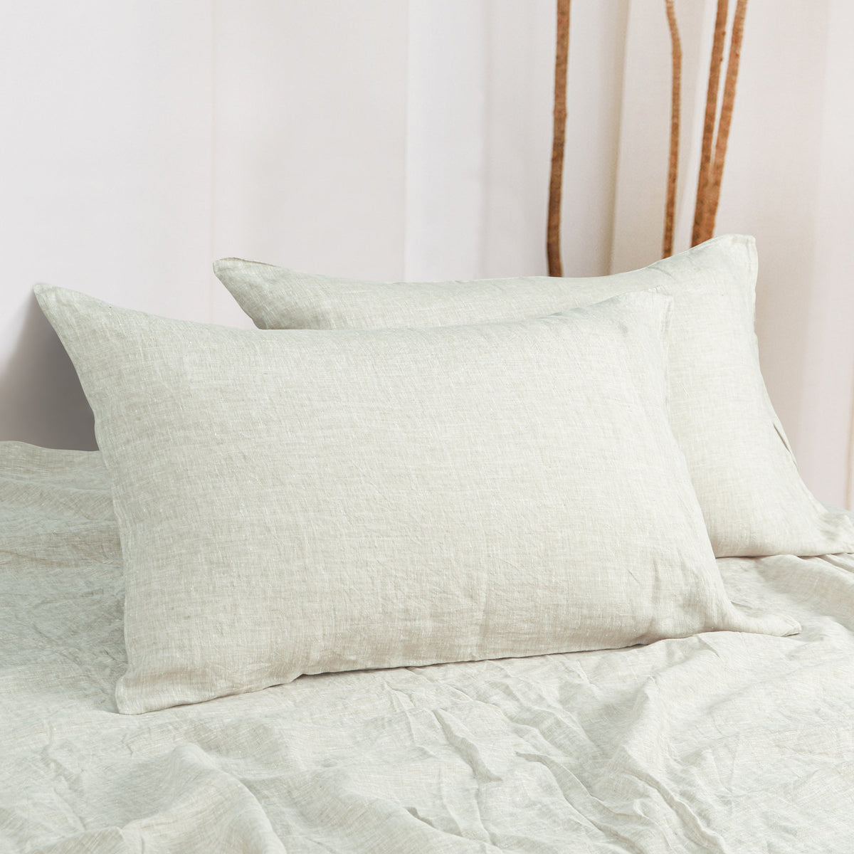 French Linen Pillowcases - 2 Pack, Breathable & Cooling, Envelope Closure