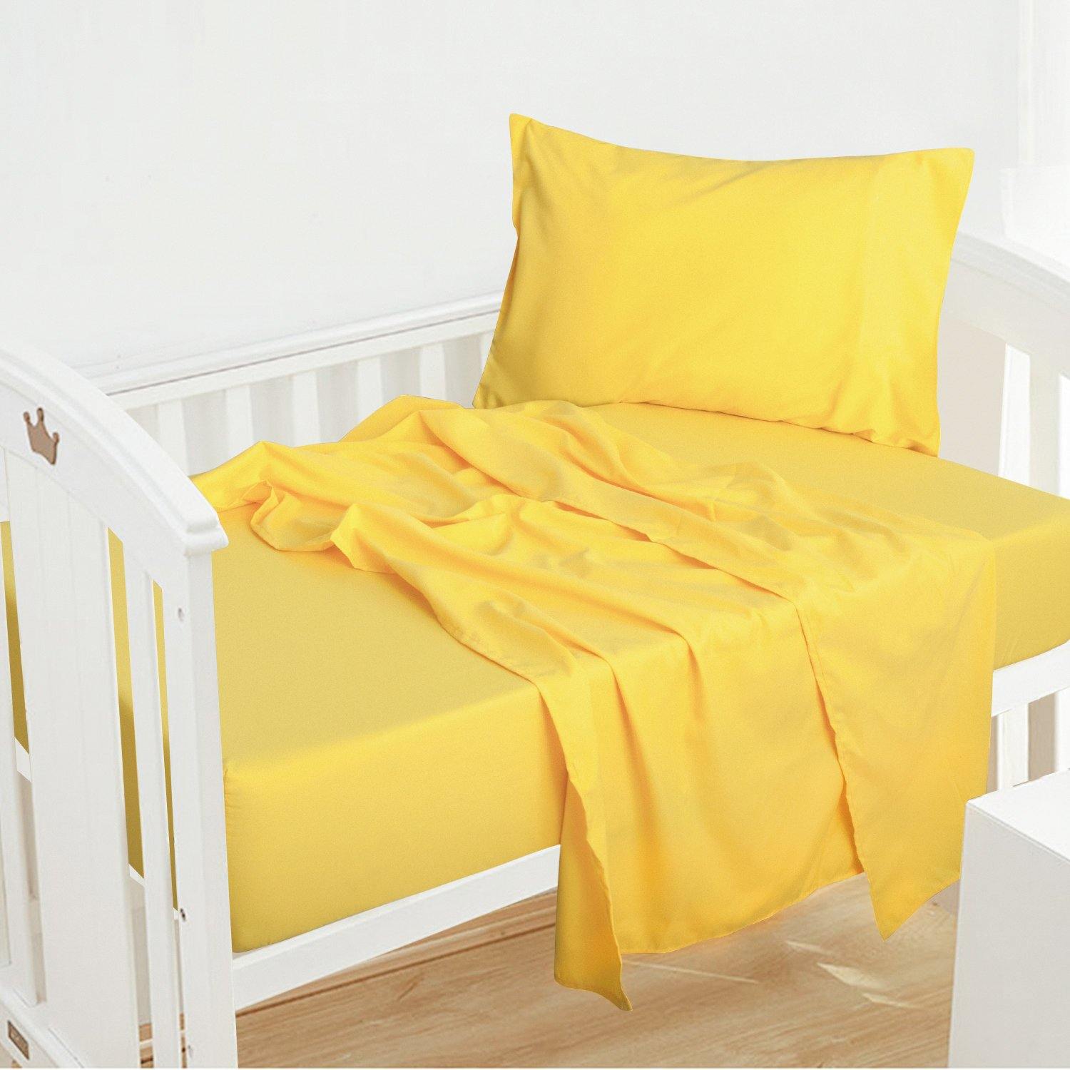 NTBAY 3-Piece Solid Color Microfiber Toddler Sheet Set Yellow - NTBAY