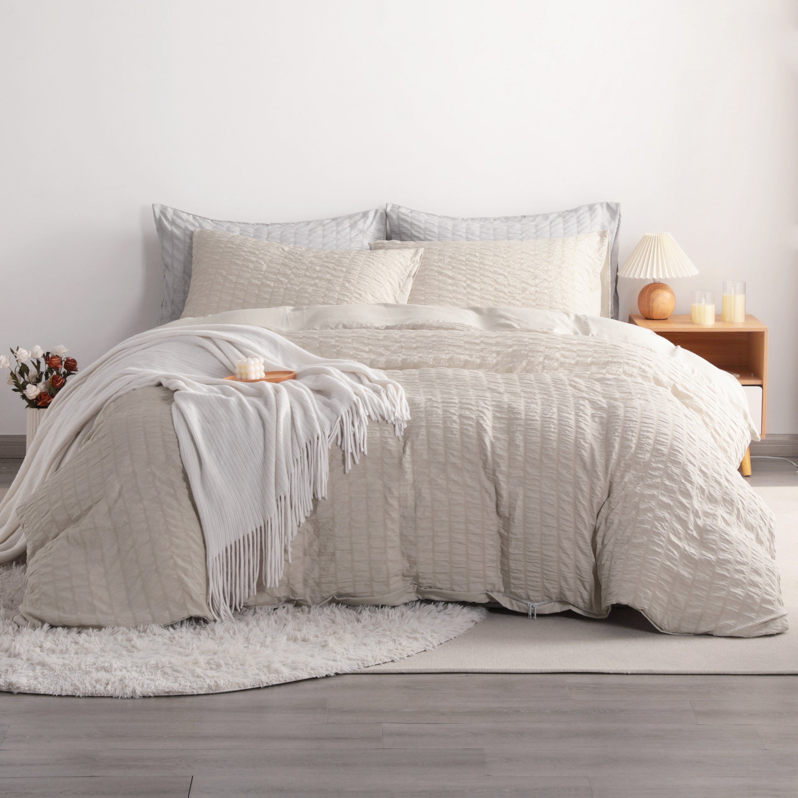 2/3 Pieces Breathable Seersucker Textured Duvet Cover Set|NTBAY®️ - NTBAY