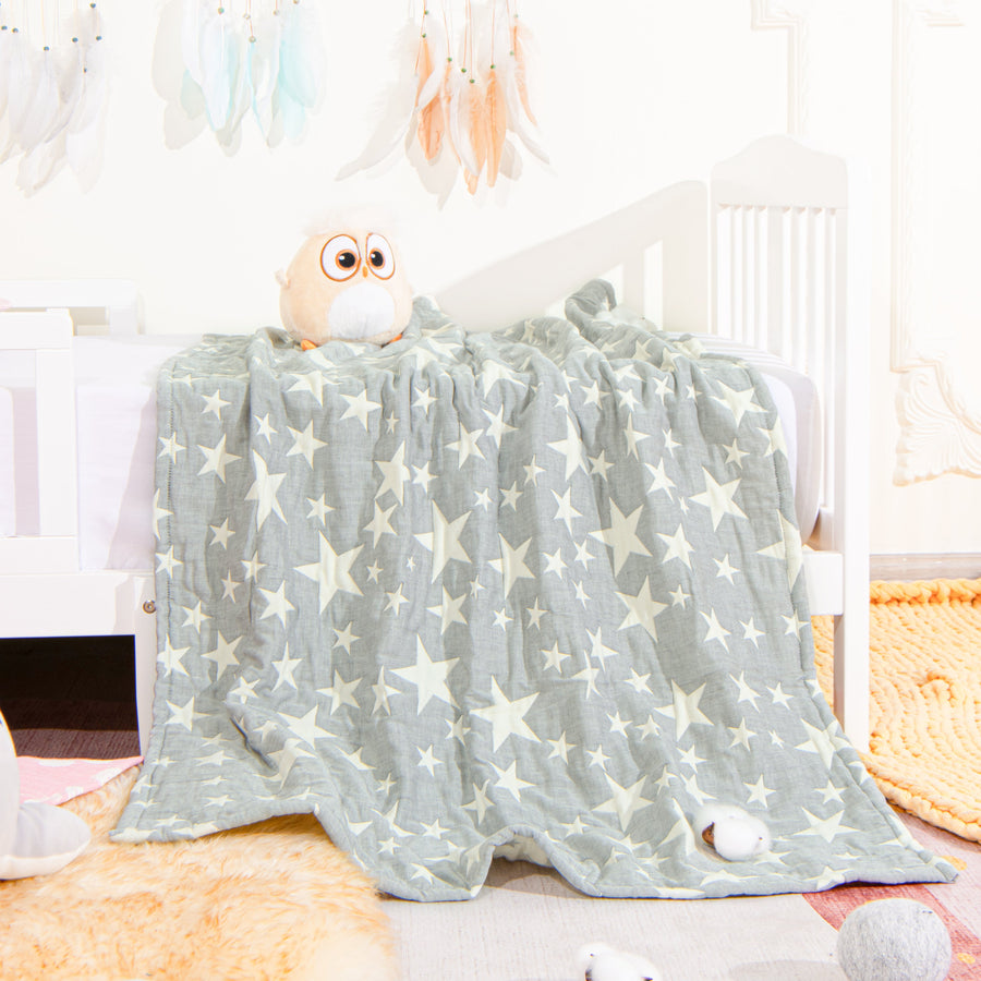 3 Layer Muslin Cotton Jacquard Toddler Blanket size and color view by Fasiano