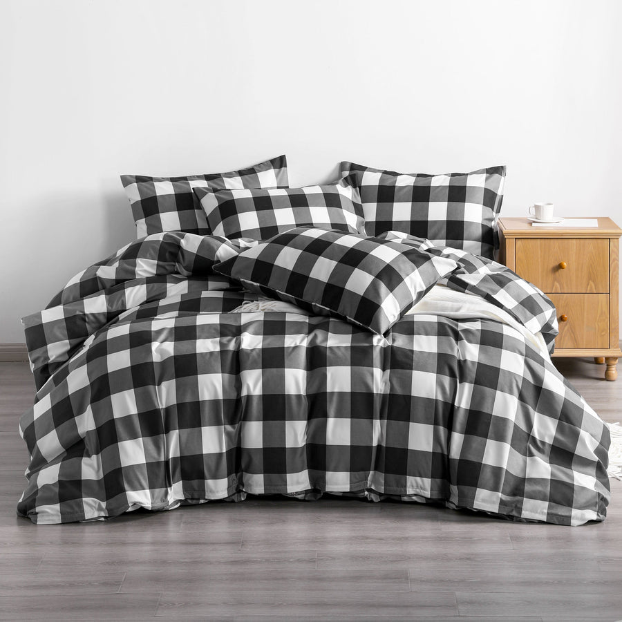 3-Piece Brushed Microfiber Striped Duvet Cover Set detail view by Fasiano